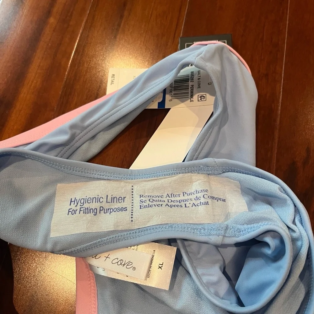 New NWT Salt Cove Periwinkle Blue Bikini Set WTo Piece Swim Colorblock Size XL‎